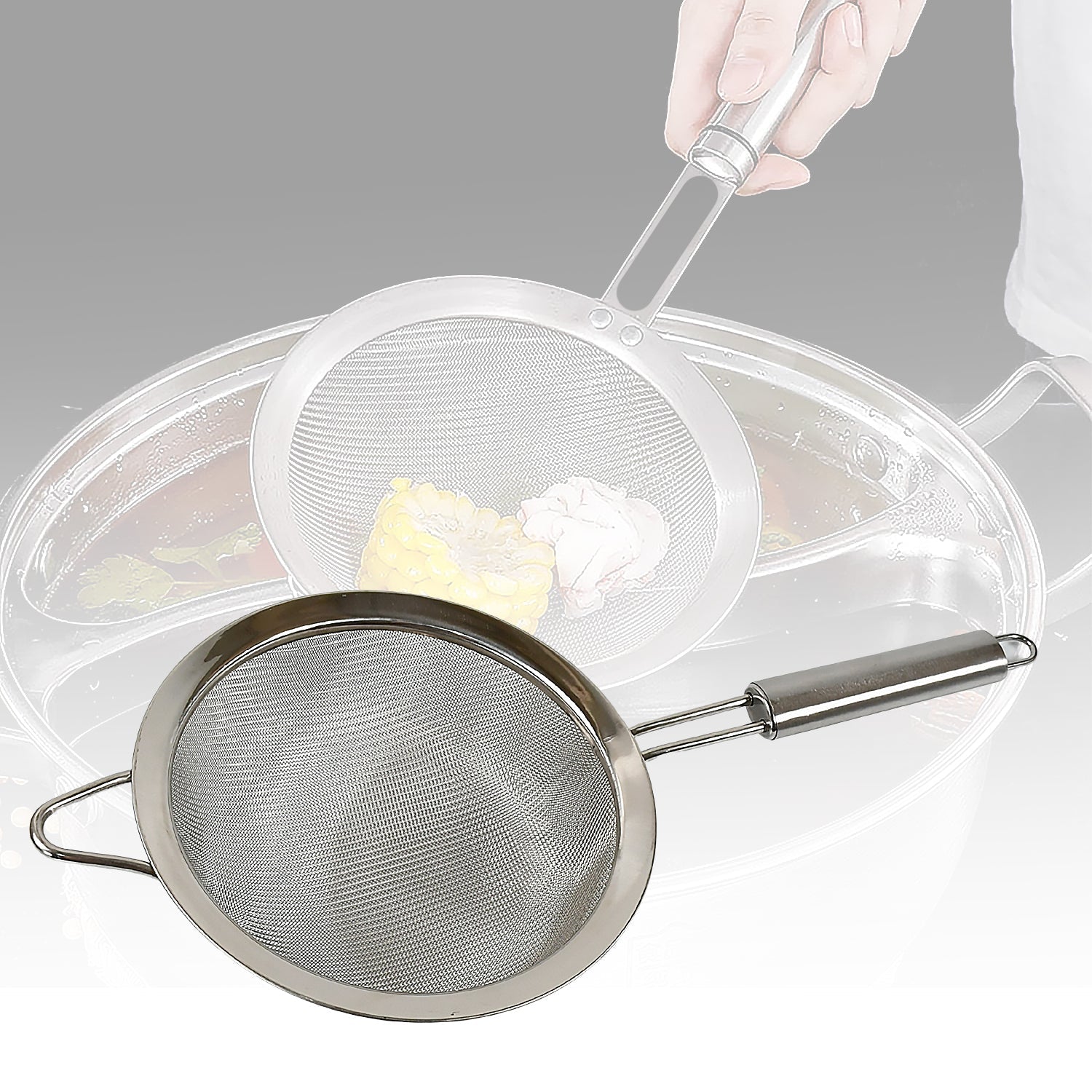 Mesh Sieve Quality Stainless Steel Fine Mesh Strainer with Sturdy Handle and Hook, Ideal for Tea Coffee, Rice, Powder, Fruit Etc Kitchen Food Kitchen Utensil - infinityexculsivestore.com