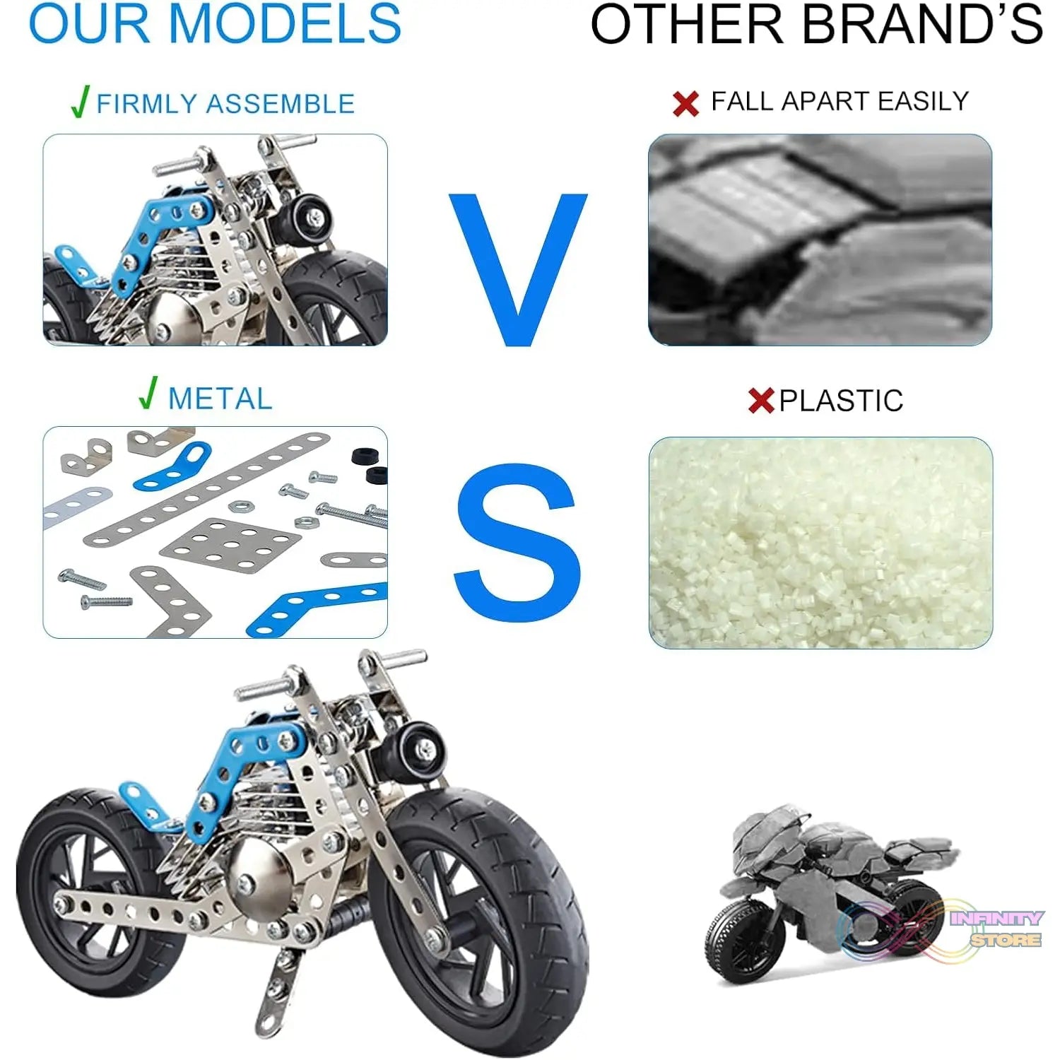 Metal Bike Creative Mechanical Construction Engineering Kit 140 Part of Bike Tool / 1 Set 】 - infinityexculsivestore.com