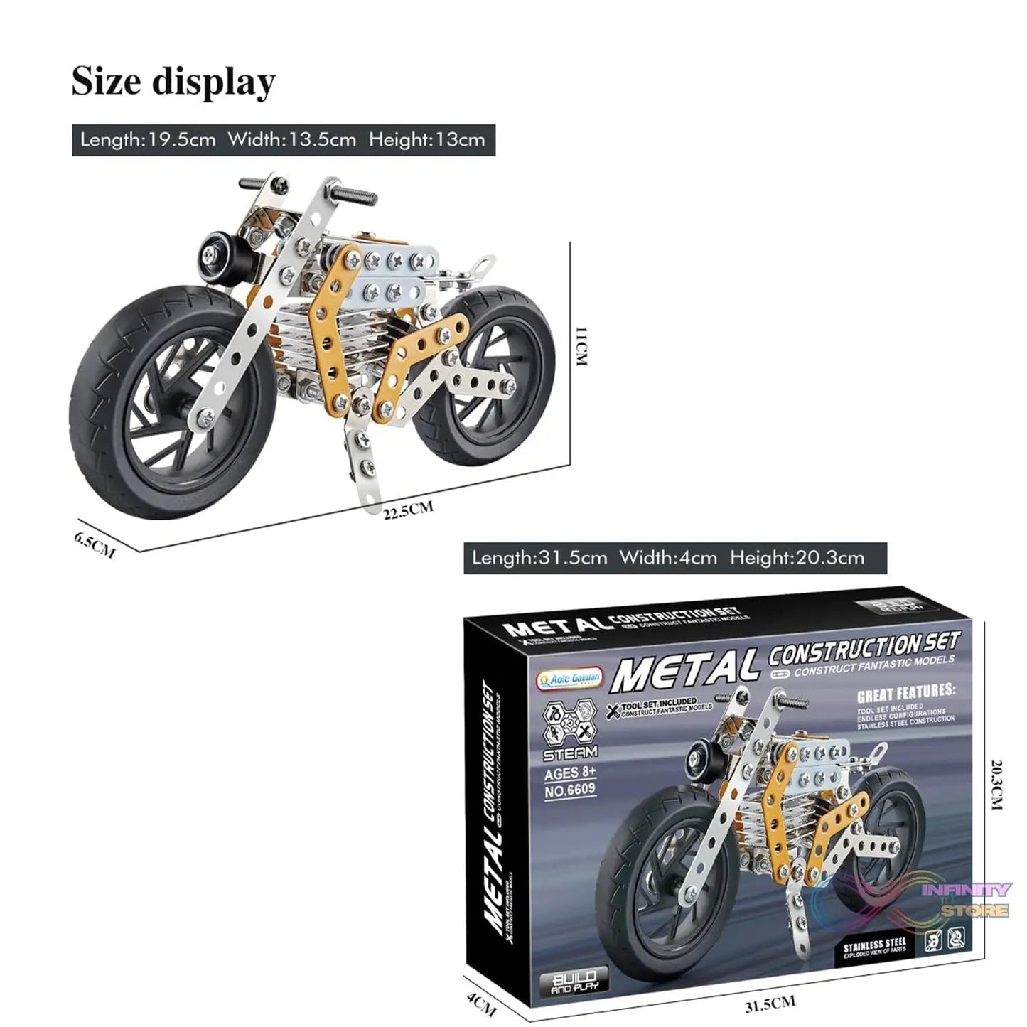 Metal DIY Bike Building Blocks for Kids (bike 162 pc of Bike Tool / 1 Set】 - infinityexculsivestore.com