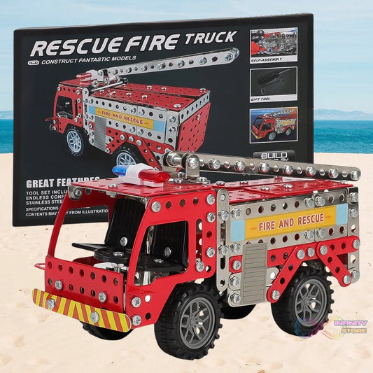 Metal DIY Fire Truck Building Blocks for Kids (Fire Truck / 292pcs of truck tool / 1 Set) - infinityexculsivestore.com