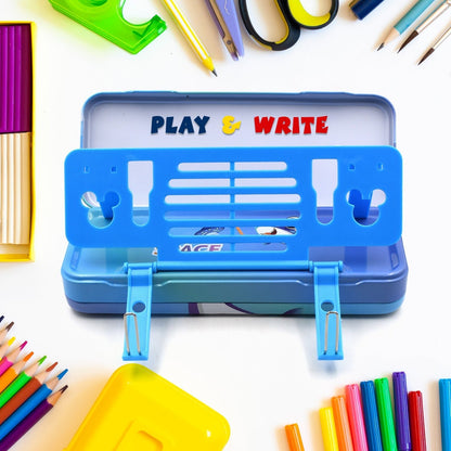 Metal Pencil Box, Pencil Case Double Compartment for Kids Stationery Compass Box, Stationery Gift for School Kids Compass, Pencil Box, Birthday Return Gift for Kids - infinityexculsivestore.com