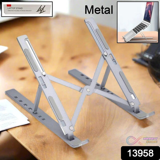 Metal Portable Laptop Stand, with 7 Adjustable Angles (1 Pc) - infinityexculsivestore.com