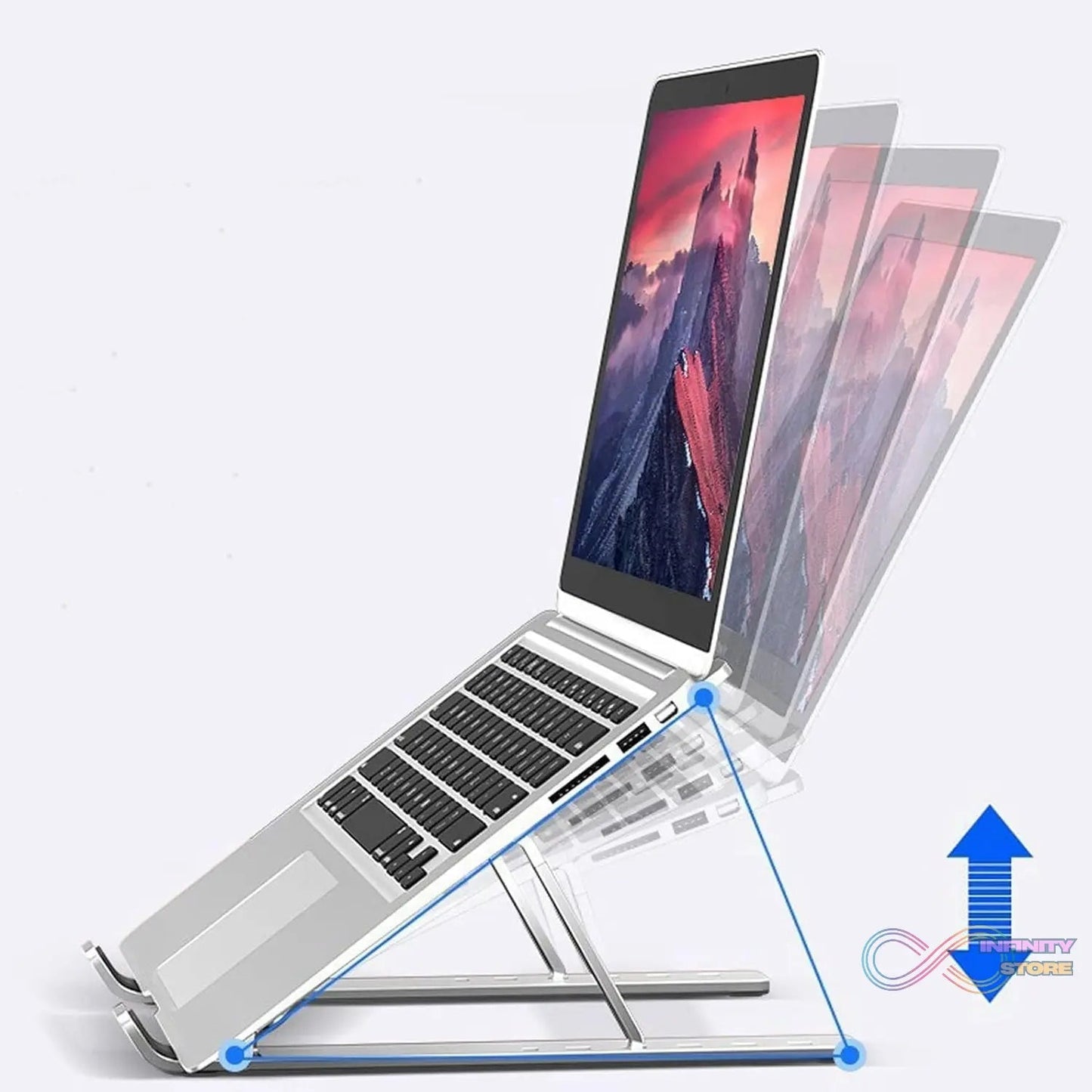 Metal Portable Laptop Stand, with 7 Adjustable Angles (1 Pc) - infinityexculsivestore.com