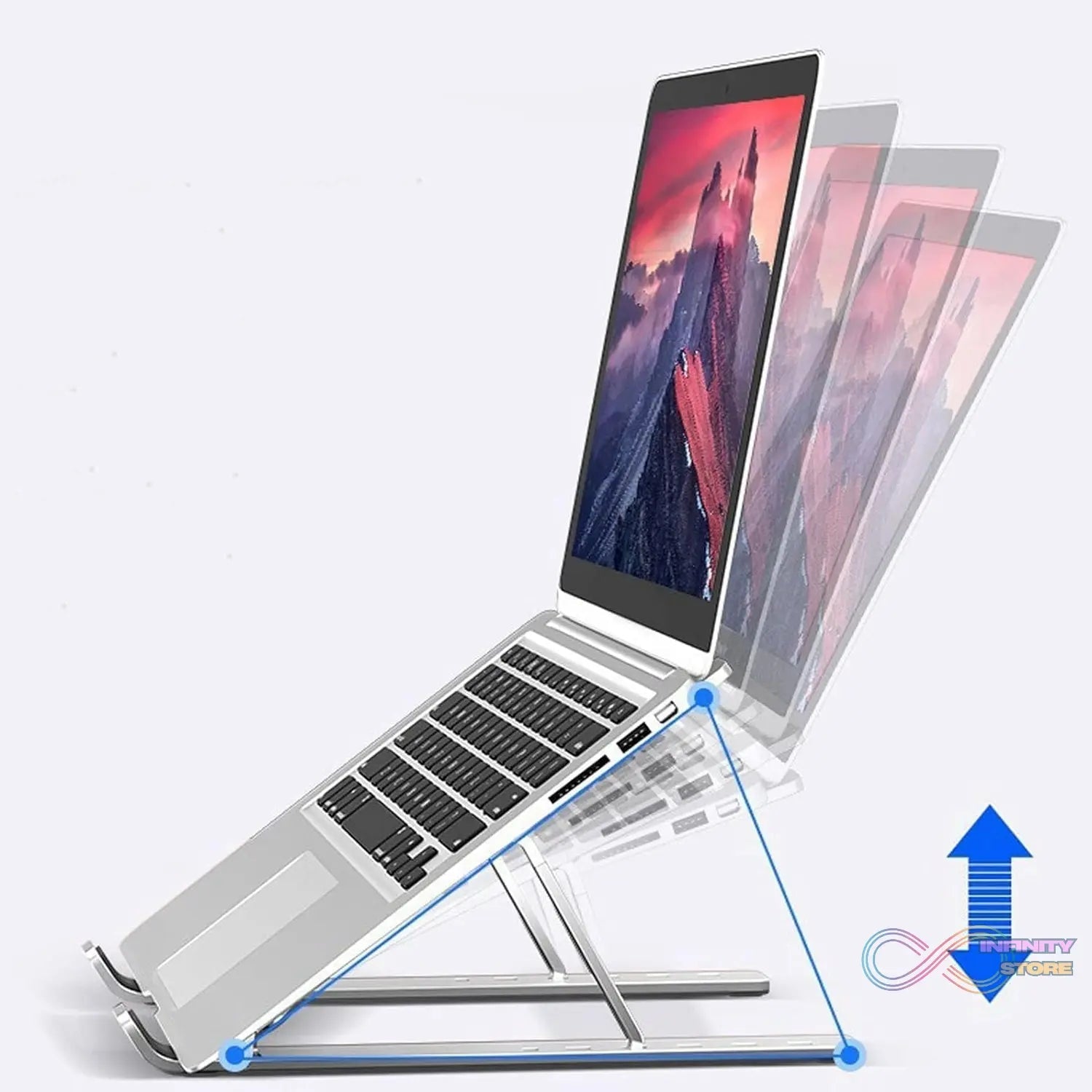 Metal Portable Laptop Stand, with 7 Adjustable Angles (1 Pc) - infinityexculsivestore.com