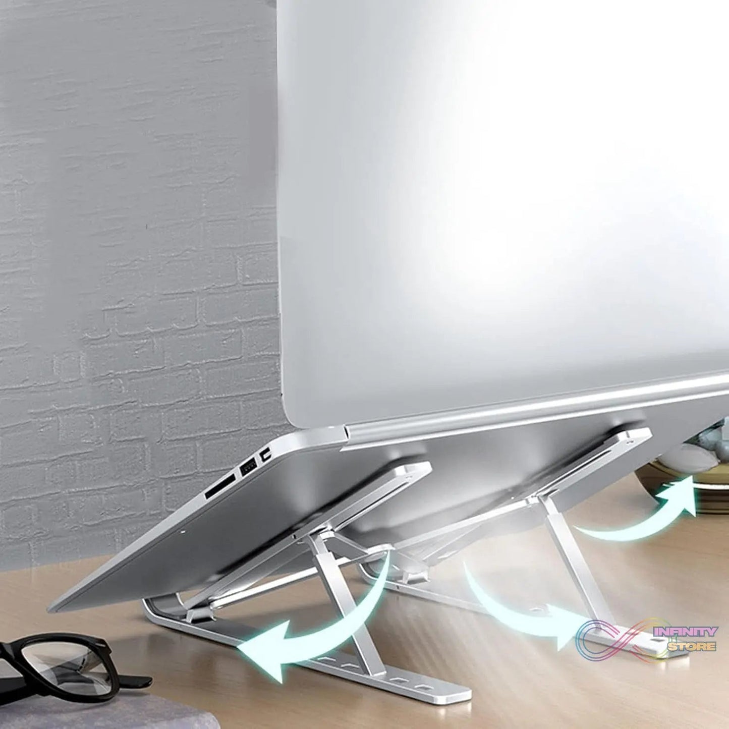 Metal Portable Laptop Stand, with 7 Adjustable Angles (1 Pc) - infinityexculsivestore.com
