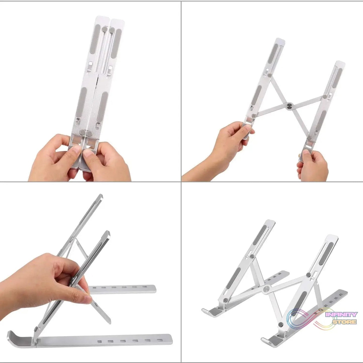 Metal Portable Laptop Stand, with 7 Adjustable Angles (1 Pc) - infinityexculsivestore.com