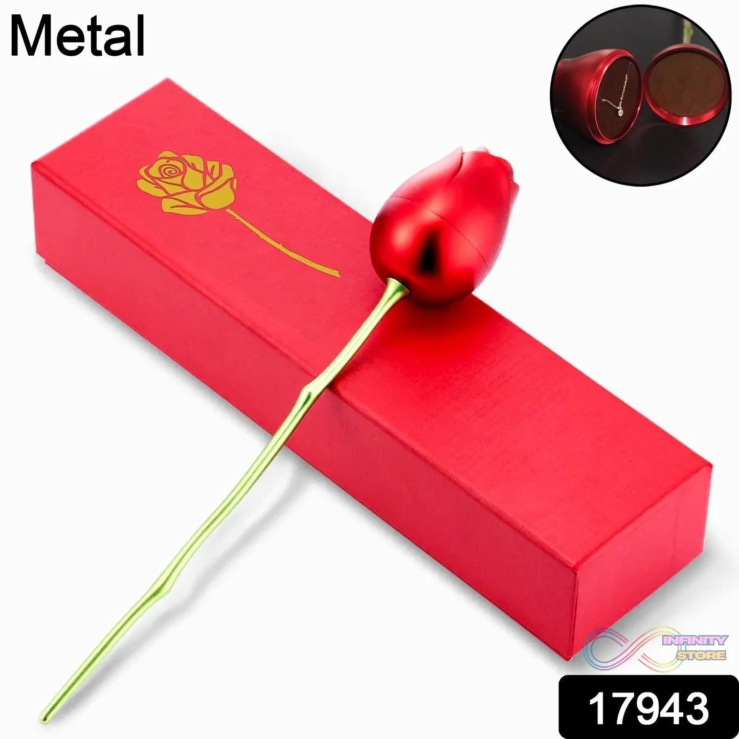 Metal Red Rose Couple Jewelry Box - Fancy Jewelry Box (1 Pc) - infinityexculsivestore.com