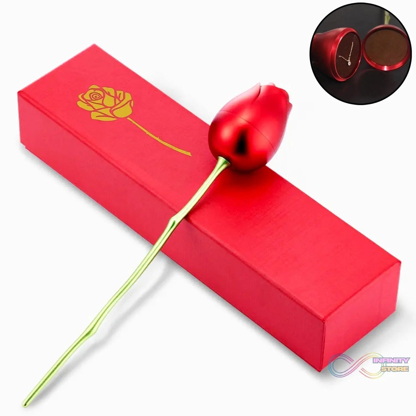Metal Red Rose Couple Jewelry Box - Fancy Jewelry Box (1 Pc) - infinityexculsivestore.com