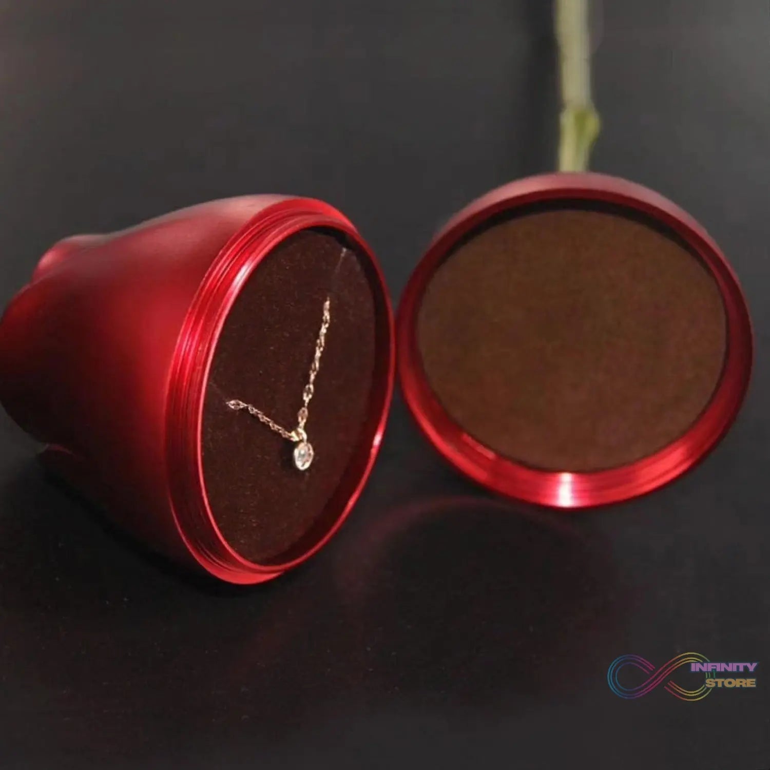 Metal Red Rose Couple Jewelry Box - Fancy Jewelry Box (1 Pc) - infinityexculsivestore.com