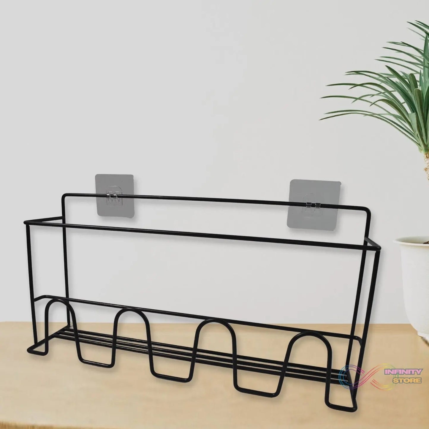 Metal Self Adhesive Multipurpose Kitchen Accessories Organizer Rack Wall (1 Pc) - infinityexculsivestore.com