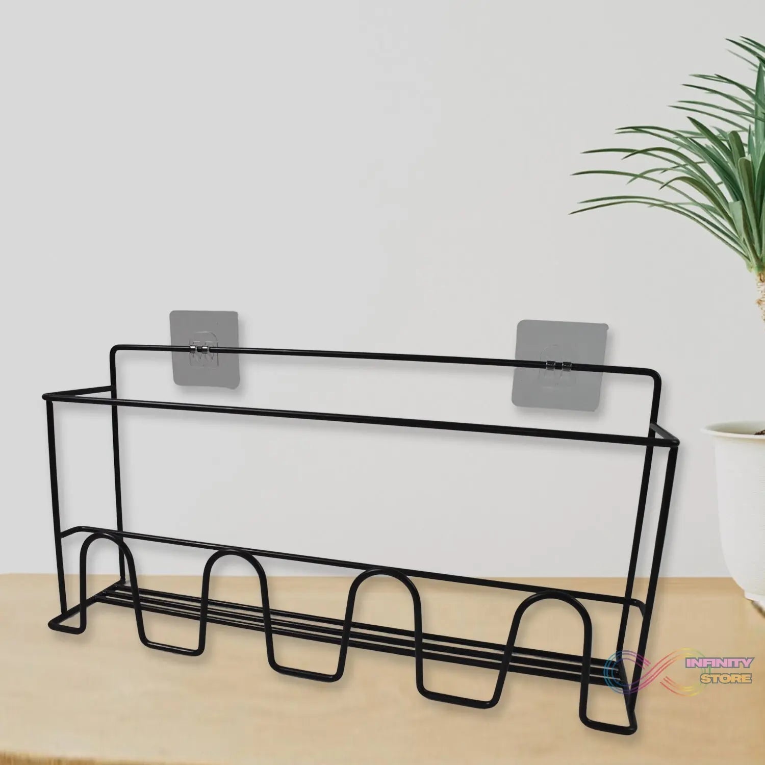 Metal Self Adhesive Multipurpose Kitchen Accessories Organizer Rack Wall (1 Pc) - infinityexculsivestore.com
