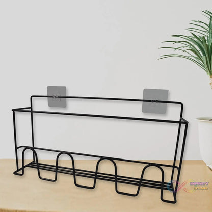 Metal Self Adhesive Multipurpose Kitchen Accessories Organizer Rack Wall (1 Pc) - infinityexculsivestore.com