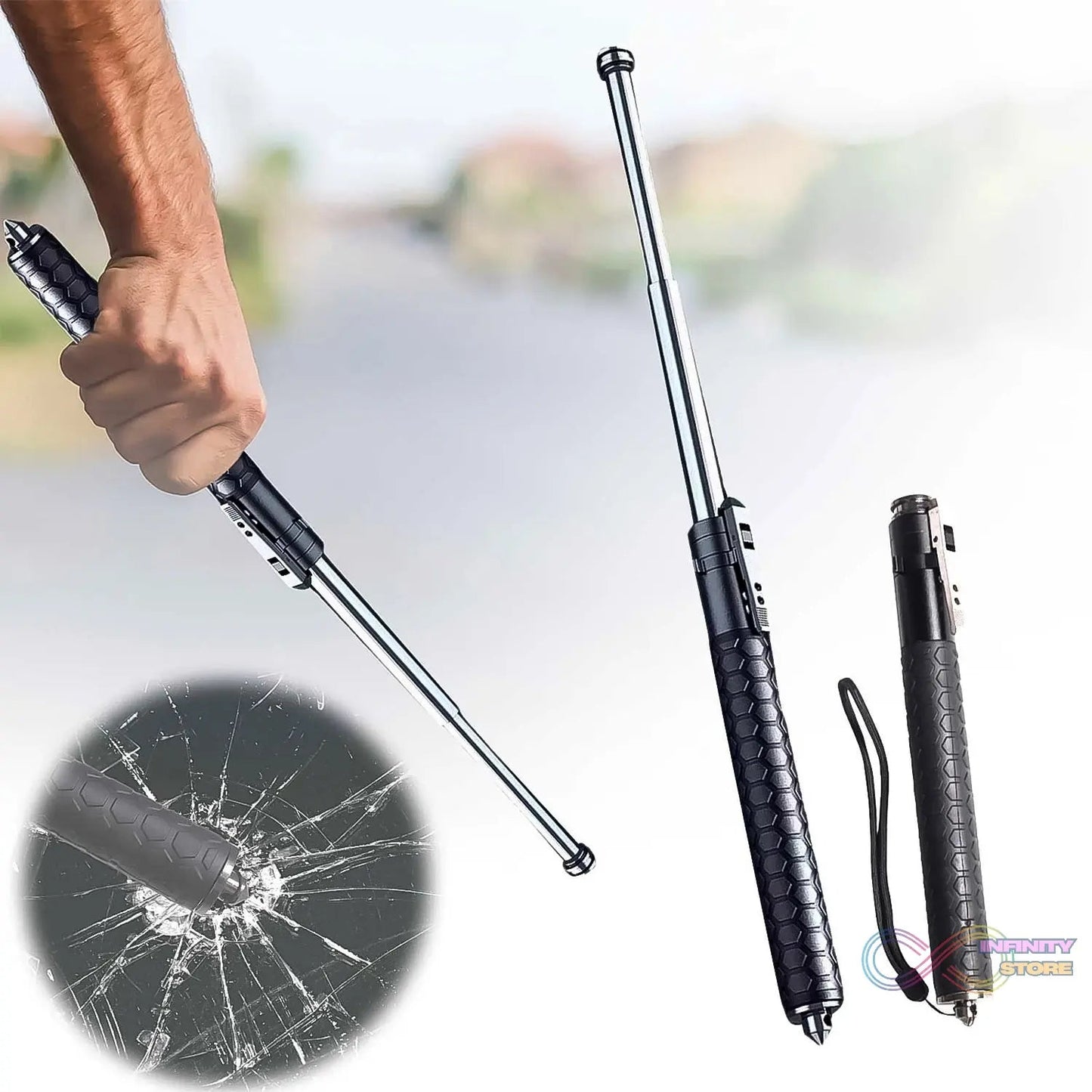 Metal Stick Safety Survival Emergency Outdoor Safety Protection Rod (65 Cm) - infinityexculsivestore.com
