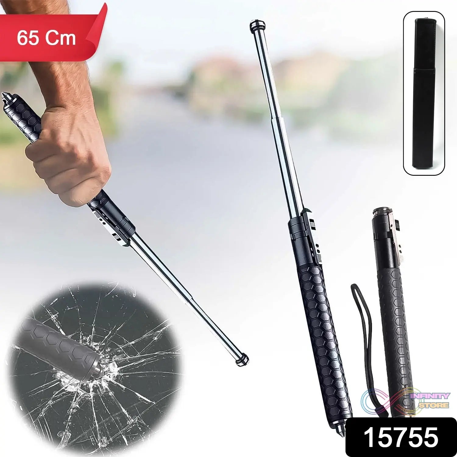 Metal Stick Safety Survival Emergency Outdoor Safety Protection Rod (65 Cm) - infinityexculsivestore.com
