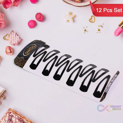 Metal Tik Tak Hair Clips (12 Pcs Set) - infinityexculsivestore.com