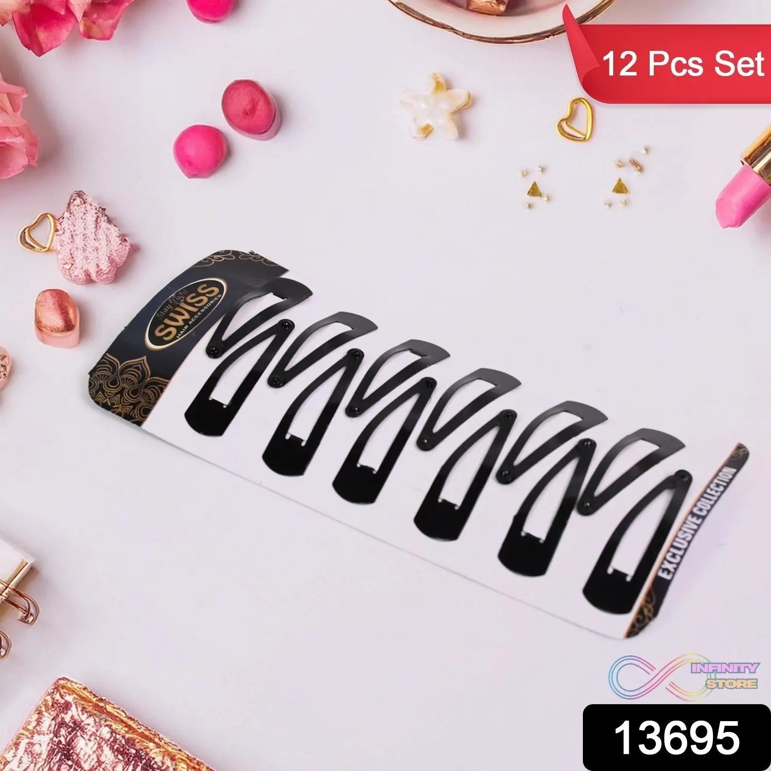 Metal Tik Tak Hair Clips (12 Pcs Set) - infinityexculsivestore.com