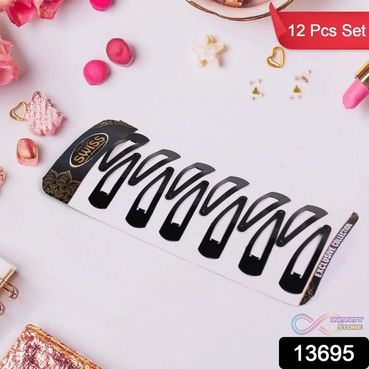 Metal Tik Tak Hair Clips (12 Pcs Set) - infinityexculsivestore.com