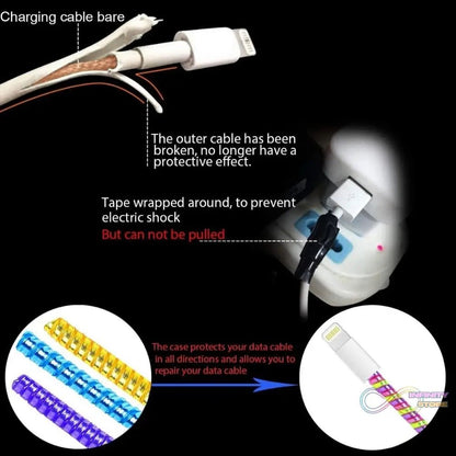 Metallic Finish Cable Spiral Protector / Wire Repair / Pet Cord Protector / Headphone Saver, Cable Wrap / Cover for Mac Charging Cable - infinityexculsivestore.com