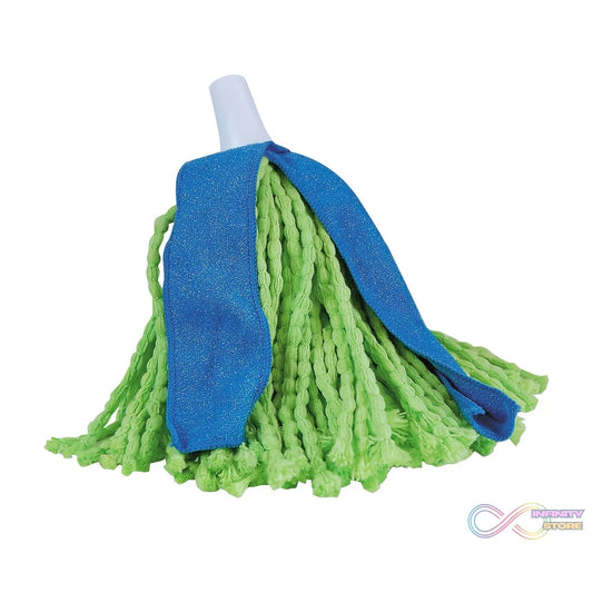 Microfiber cone mop and cone broom for cleaning dusty and wet surfaces, various angles.