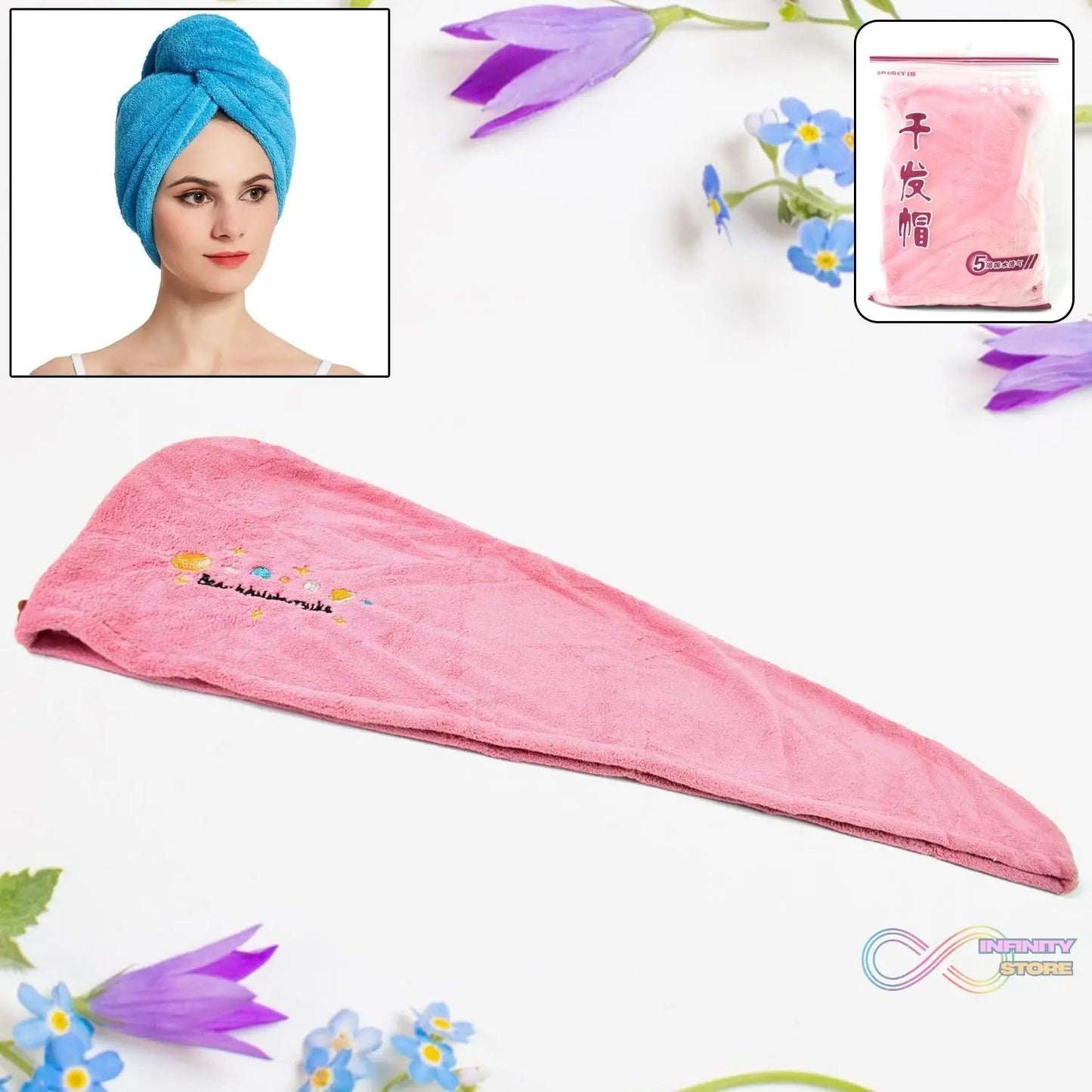 Microfiber Hair Wrap Towel Cap (1 Pc / 63x23 Cm / Mix Color) - infinityexculsivestore.com