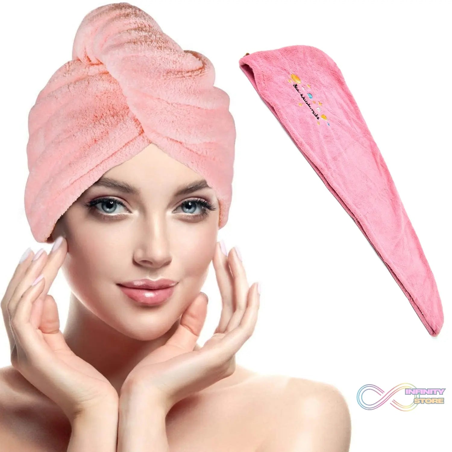Microfiber Hair Wrap Towel Cap (1 Pc / 63x23 Cm / Mix Color) - infinityexculsivestore.com