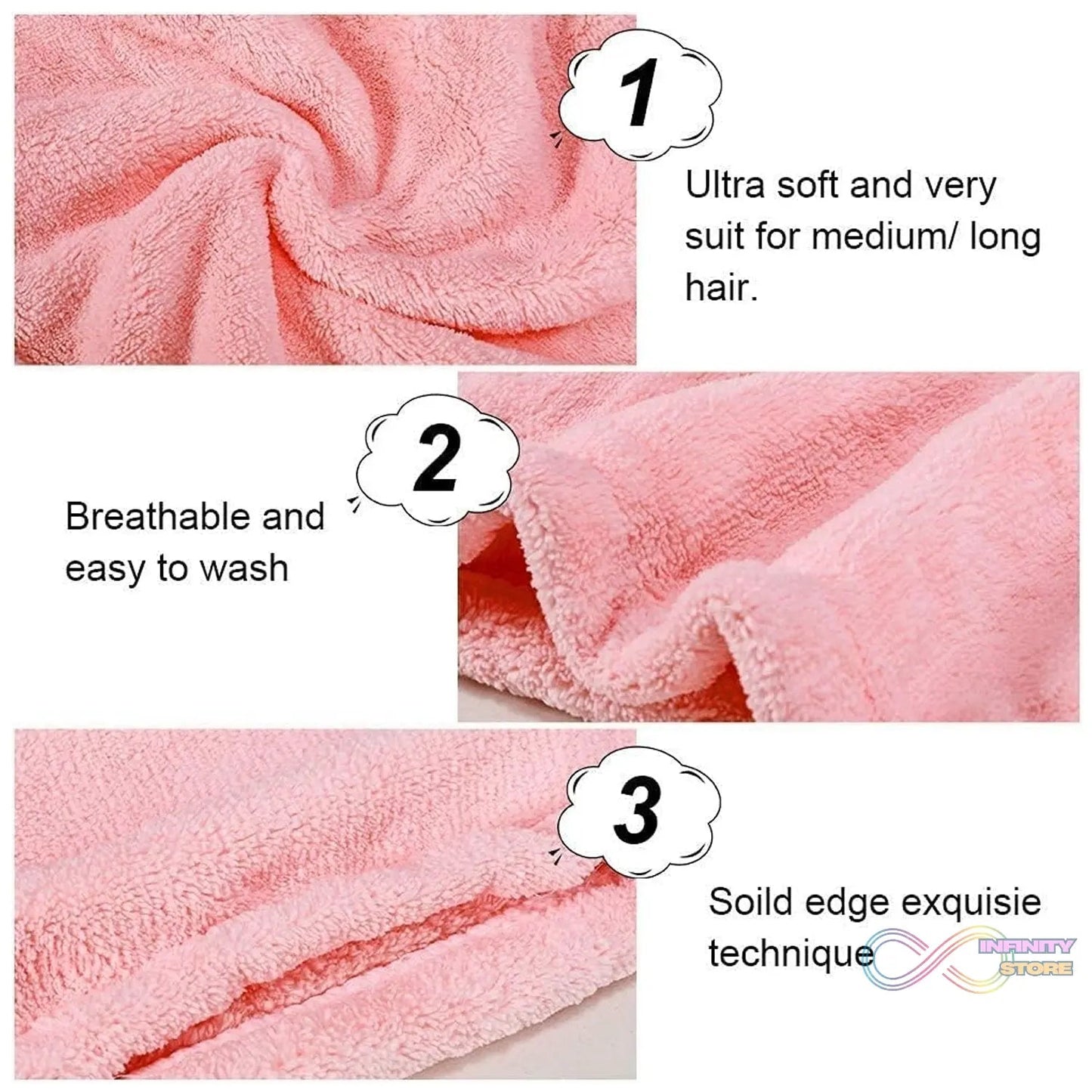 Microfiber Hair Wrap Towel Cap (1 Pc / 63x23 Cm / Mix Color) - infinityexculsivestore.com
