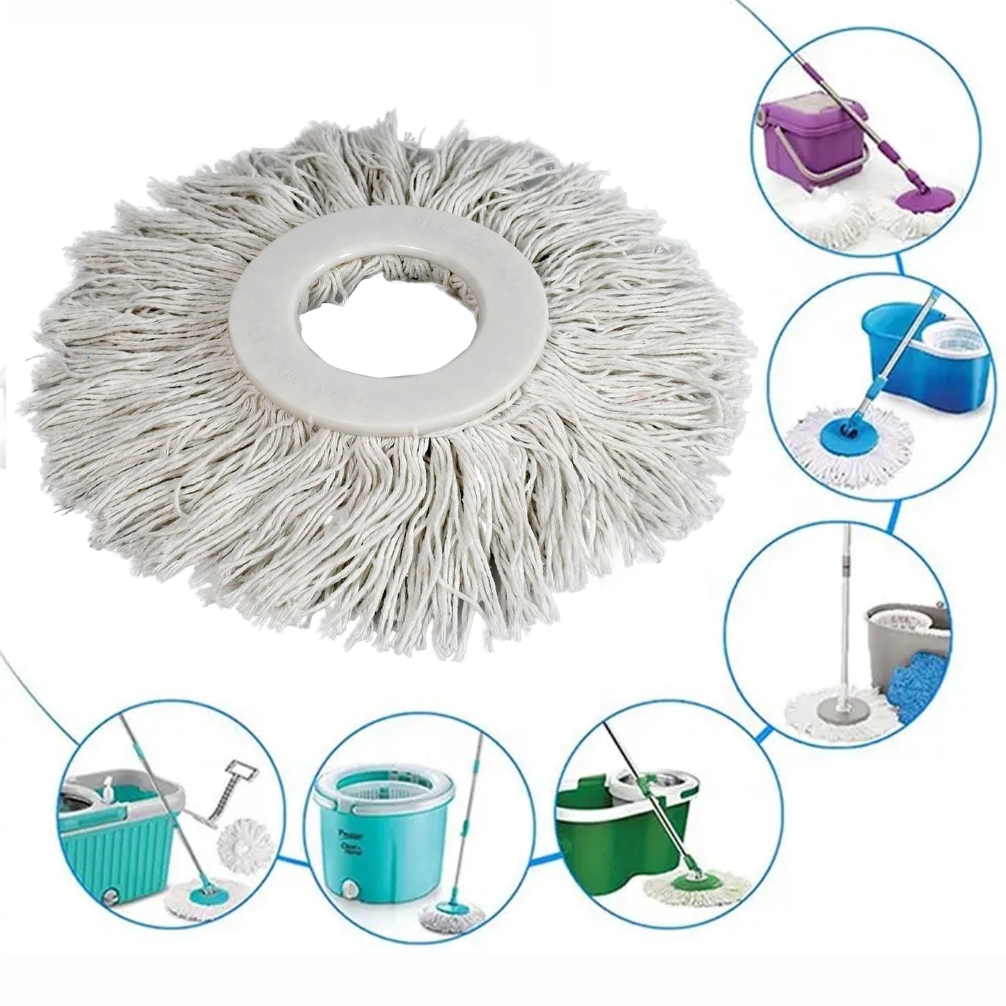 Microfiber Spin Mop Replacement Head Round Shape Standard Size Spin mop Refills For All Type Mop Use - infinityexculsivestore.com