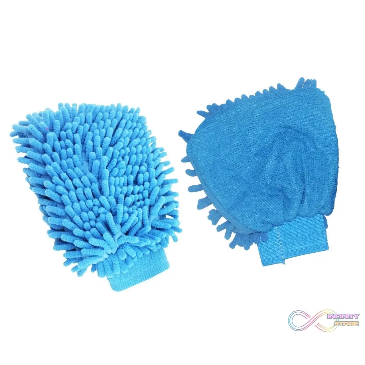 Chenille cleaning mitts with microfiber for dusting and washing