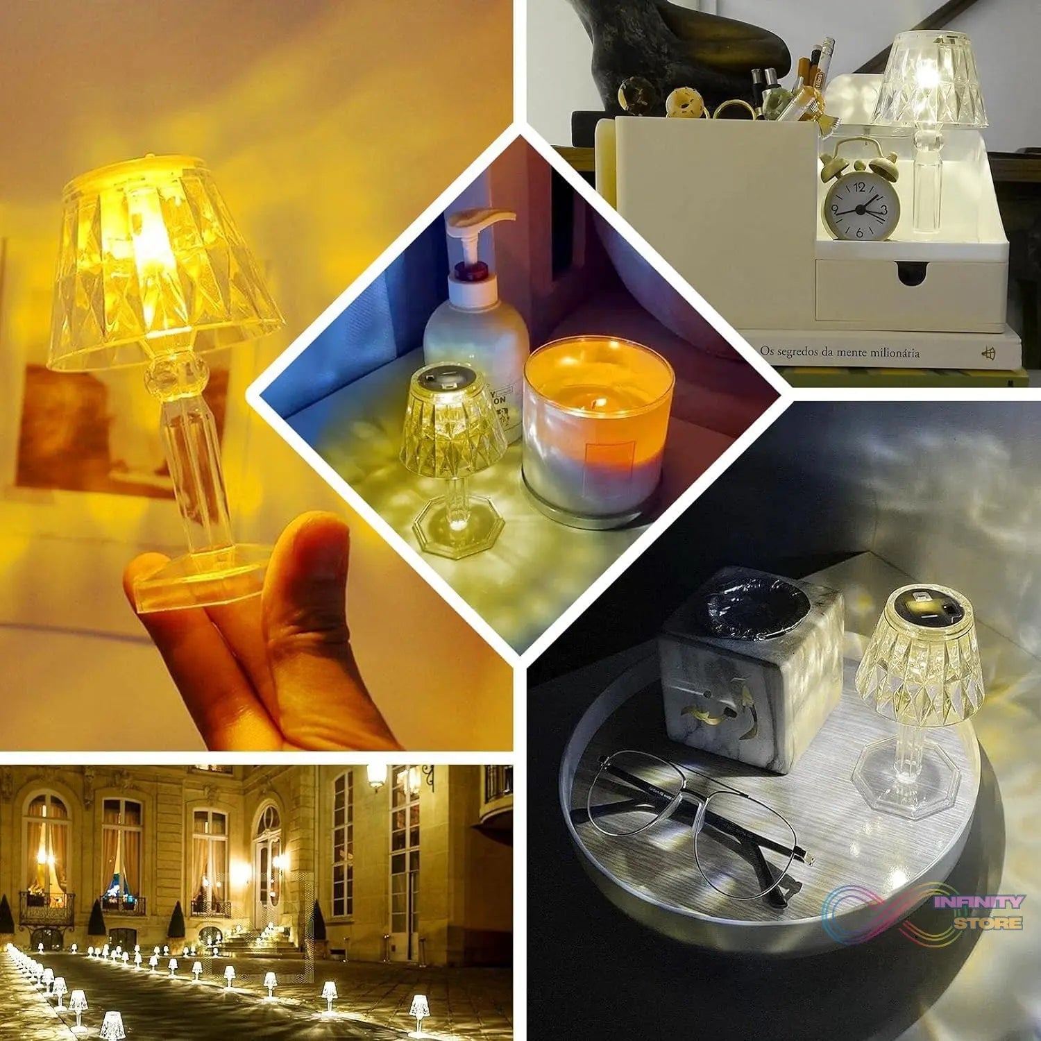 Mini Acrylic LED Desk Lamps Table Lamp Portable Crystal (1 Pc / Small) - infinityexculsivestore.com