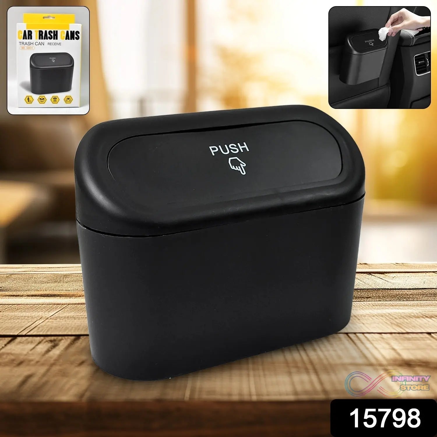 Mini Car Trash Can with Lid, Waterproof Car Trash Bin Storage Box (1 Pc) - infinityexculsivestore.com