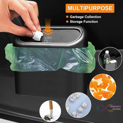 Mini Car Trash Can with Lid, Waterproof Car Trash Bin Storage Box (1 Pc) - infinityexculsivestore.com
