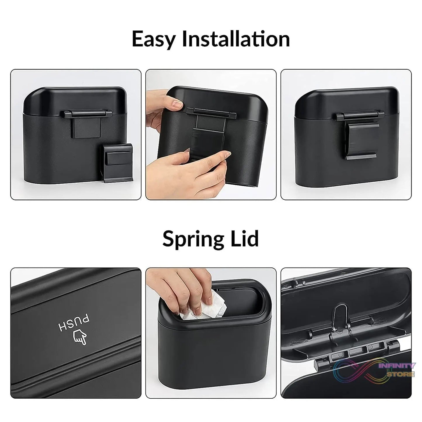 Mini Car Trash Can with Lid, Waterproof Car Trash Bin Storage Box (1 Pc) - infinityexculsivestore.com