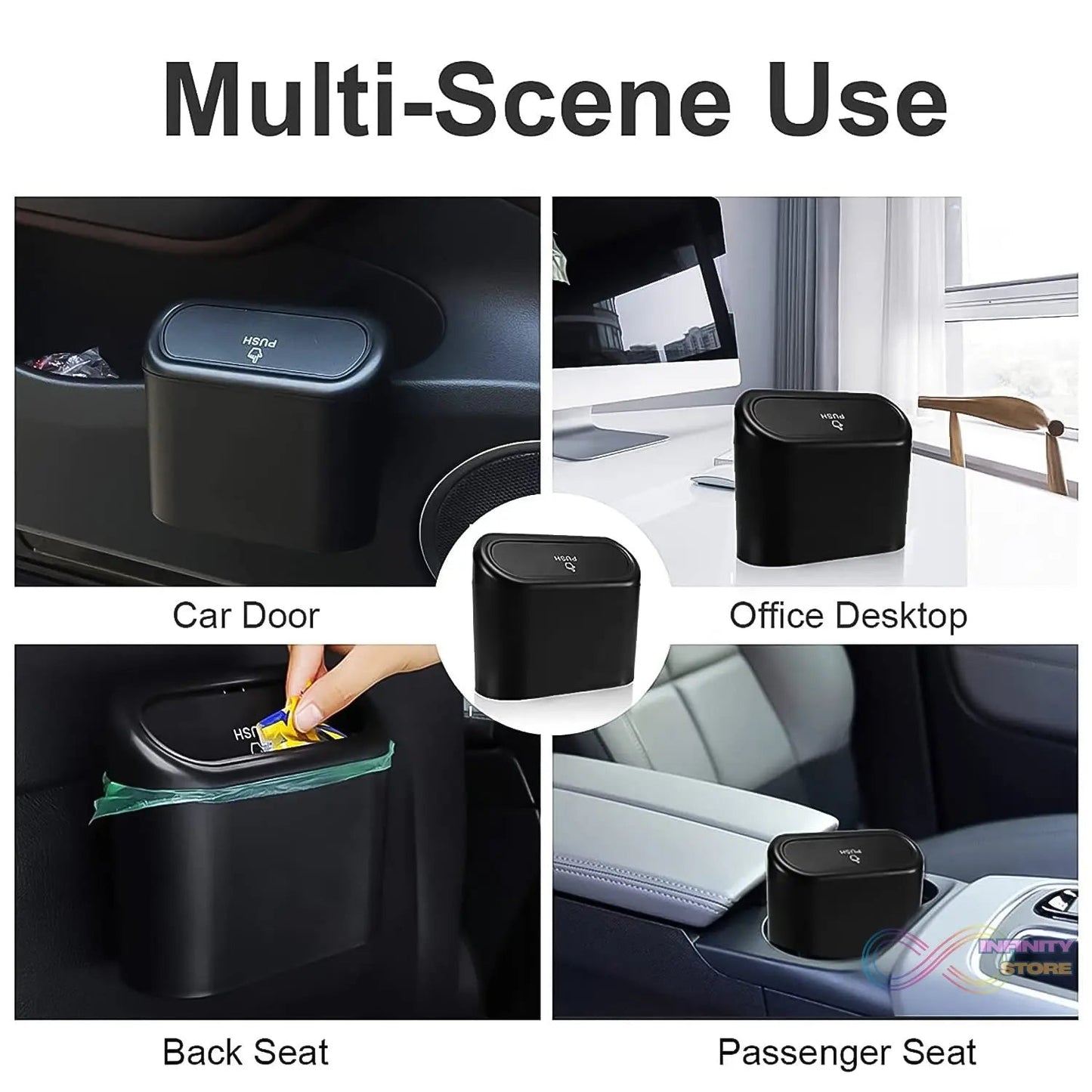 Mini Car Trash Can with Lid, Waterproof Car Trash Bin Storage Box (1 Pc) - infinityexculsivestore.com