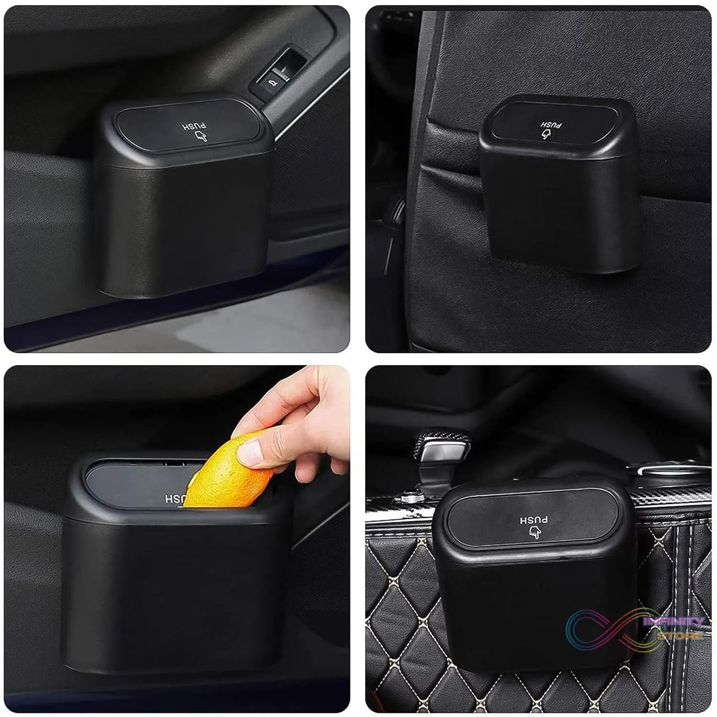 Mini Car Trash Can with Lid, Waterproof Car Trash Bin Storage Box (1 Pc) - infinityexculsivestore.com