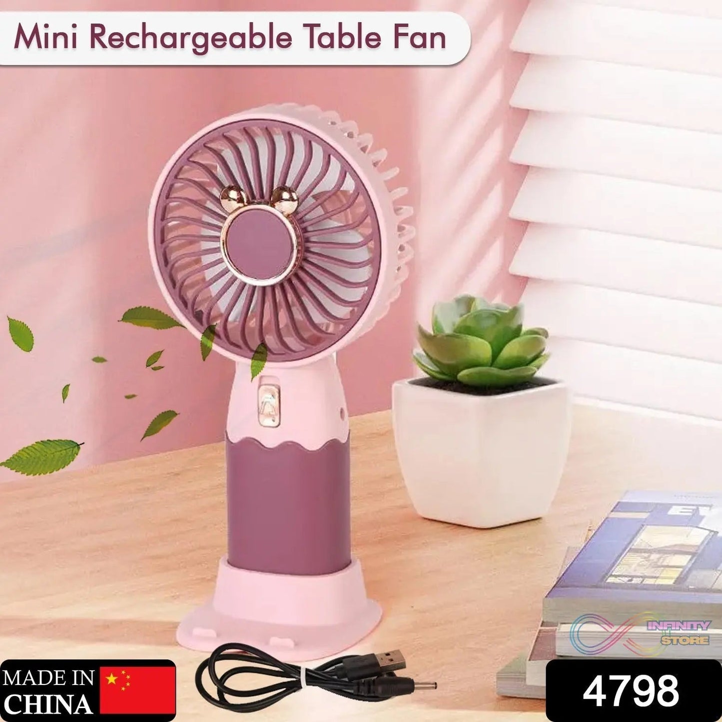 Mini Fan Rechargeable Table Fan Handheld Fan USB Fan Desk Fan Cooling Fan For Home , Office , Car, & Multi Use Fan (Battery Not Include) - infinityexculsivestore.com