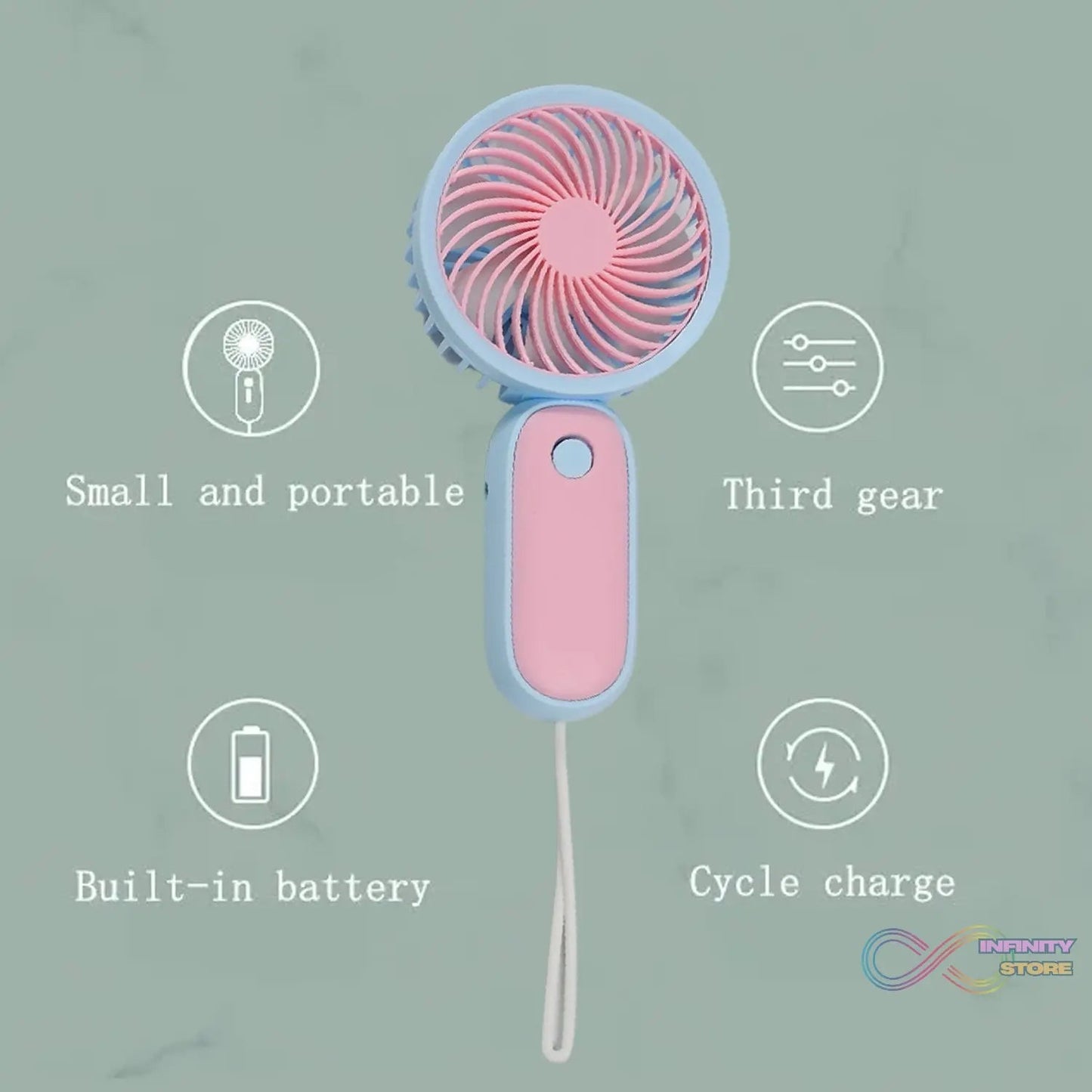 Mini Handheld Fan Portable Rechargeable Mini Fan Easy to Carry, for Home, Office, Travel and Outdoor Use (Battery Not Include) - infinityexculsivestore.com