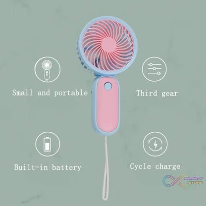 Mini Handheld Fan Portable Rechargeable Mini Fan Easy to Carry, for Home, Office, Travel and Outdoor Use (Battery Not Include) - infinityexculsivestore.com