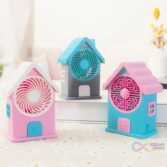 Mini House Fan House Design Rechargeable Portable Personal Desk Fan For Home , Office & Kids Use (Battery Not Include) - infinityexculsivestore.com