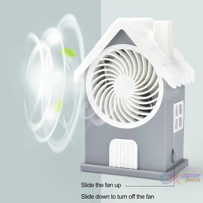 Mini House Fan House Design Rechargeable Portable Personal Desk Fan For Home , Office & Kids Use (Battery Not Include) - infinityexculsivestore.com