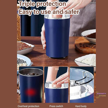 Mini Mixer, Small Blander, powerful Mini Grinder, Electric Coffee Bean Grinder Machine Portable Grinder for Home and Office 1.5L Capacity, 200w (2 Blade Grinder) - infinityexculsivestore.com