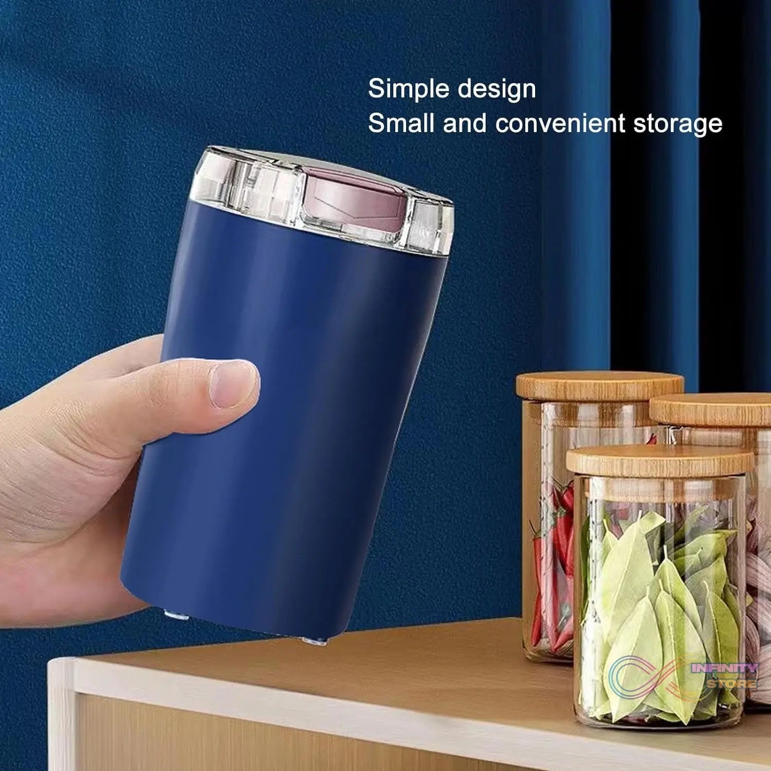 Mini Mixer, Small Blander, powerful Mini Grinder, Electric Coffee Bean Grinder Machine Portable Grinder for Home and Office 1.5L Capacity, 200w (2 Blade Grinder) - infinityexculsivestore.com