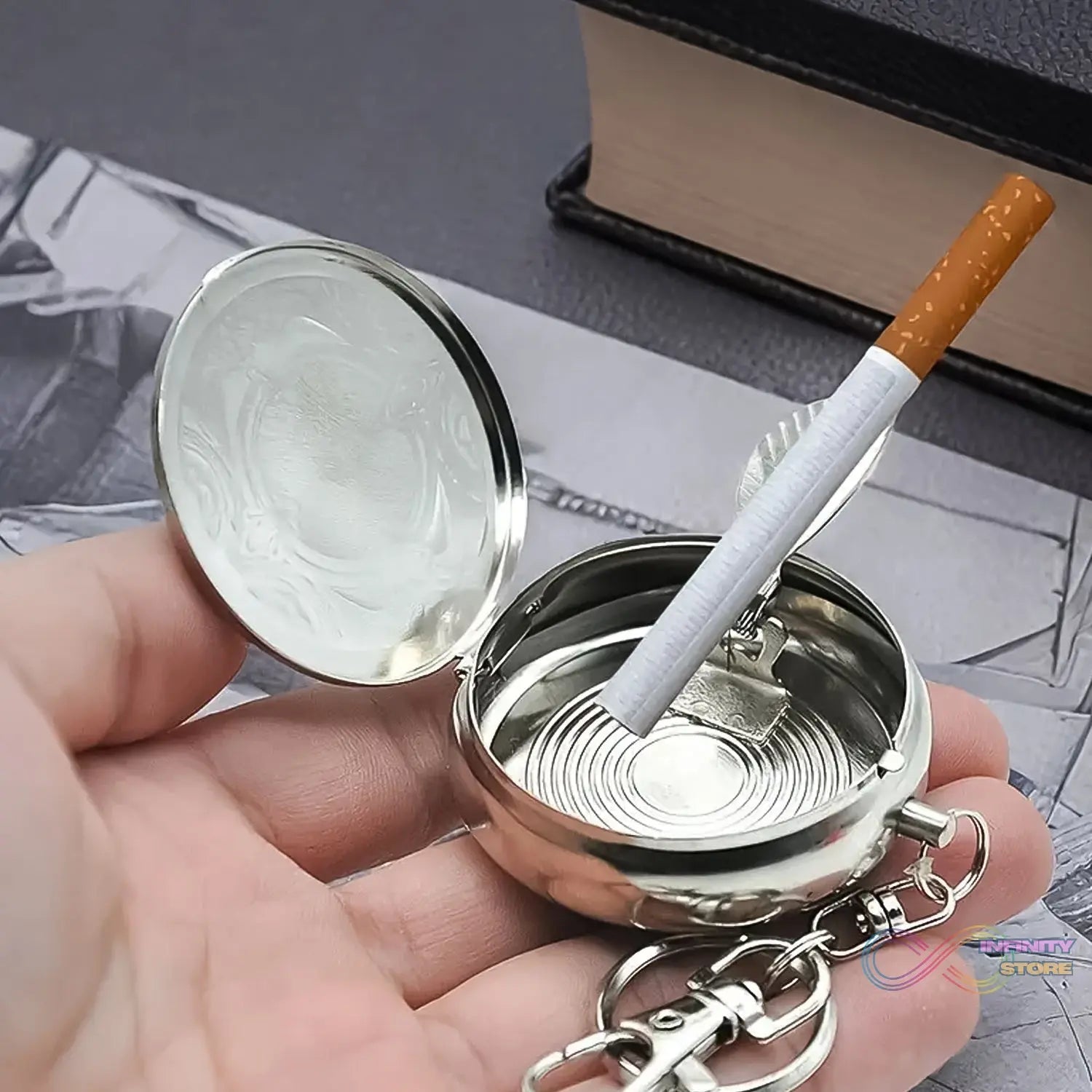 Mini Pocket SS Ashtray with keyring (1pc) - infinityexculsivestore.com