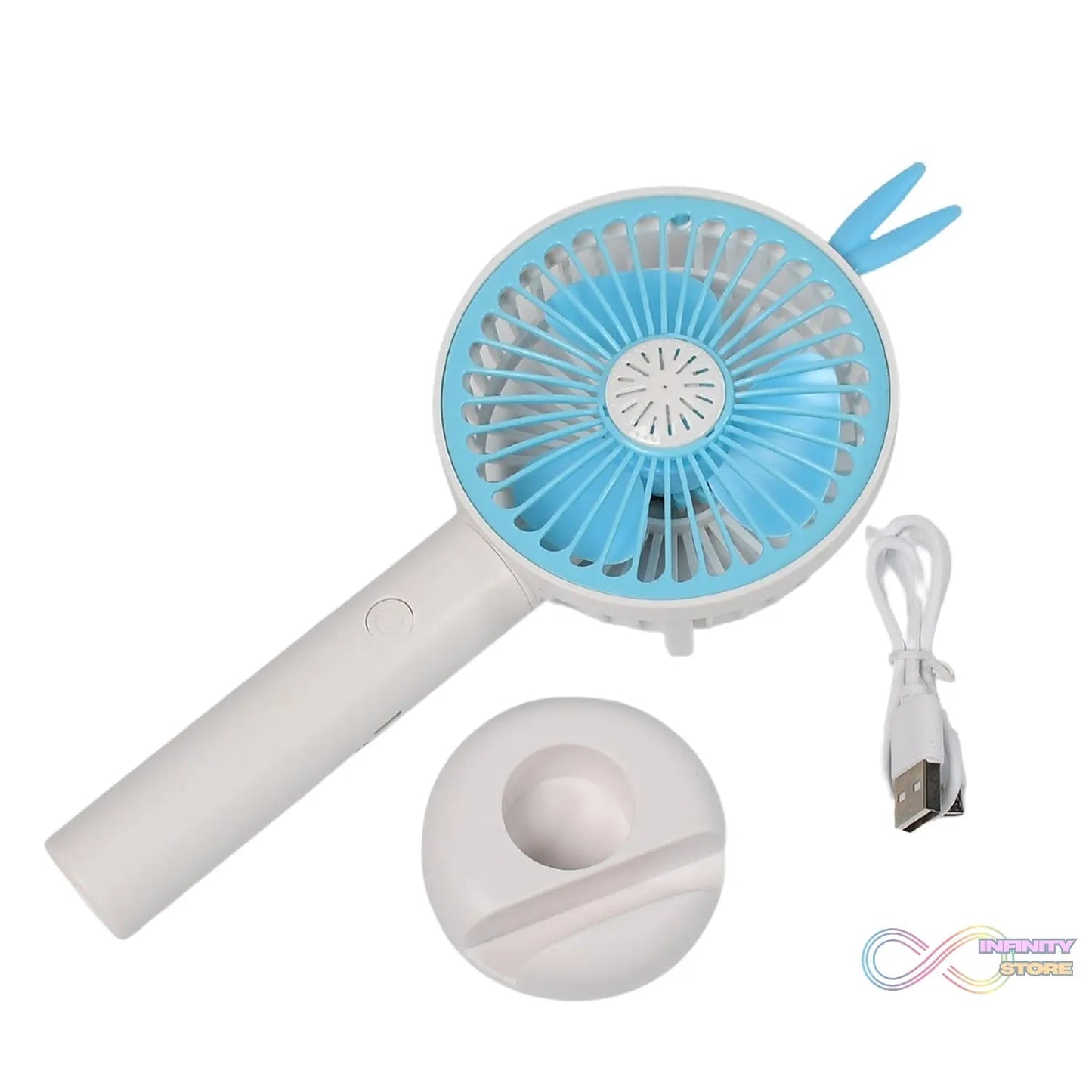 Mini Portable Hand Fan USB Rechargeable Fan With Led Light Fan for Indoor and Outdoor Use by Women and Men Table Standing Stand Included (Battery Not Include) - infinityexculsivestore.com