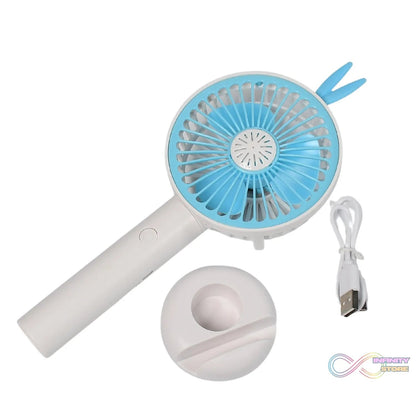 Mini Portable Hand Fan USB Rechargeable Fan With Led Light Fan for Indoor and Outdoor Use by Women and Men Table Standing Stand Included (Battery Not Include) - infinityexculsivestore.com