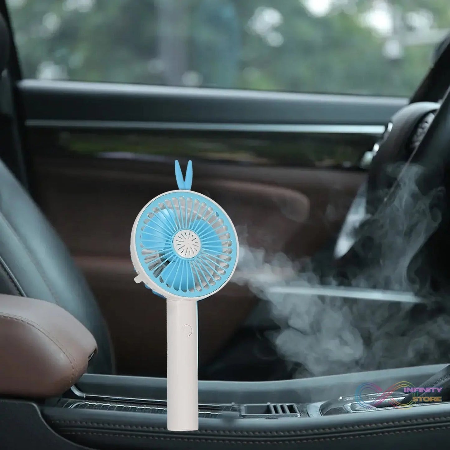 Mini Portable Hand Fan USB Rechargeable Fan With Led Light Fan for Indoor and Outdoor Use by Women and Men Table Standing Stand Included (Battery Not Include) - infinityexculsivestore.com