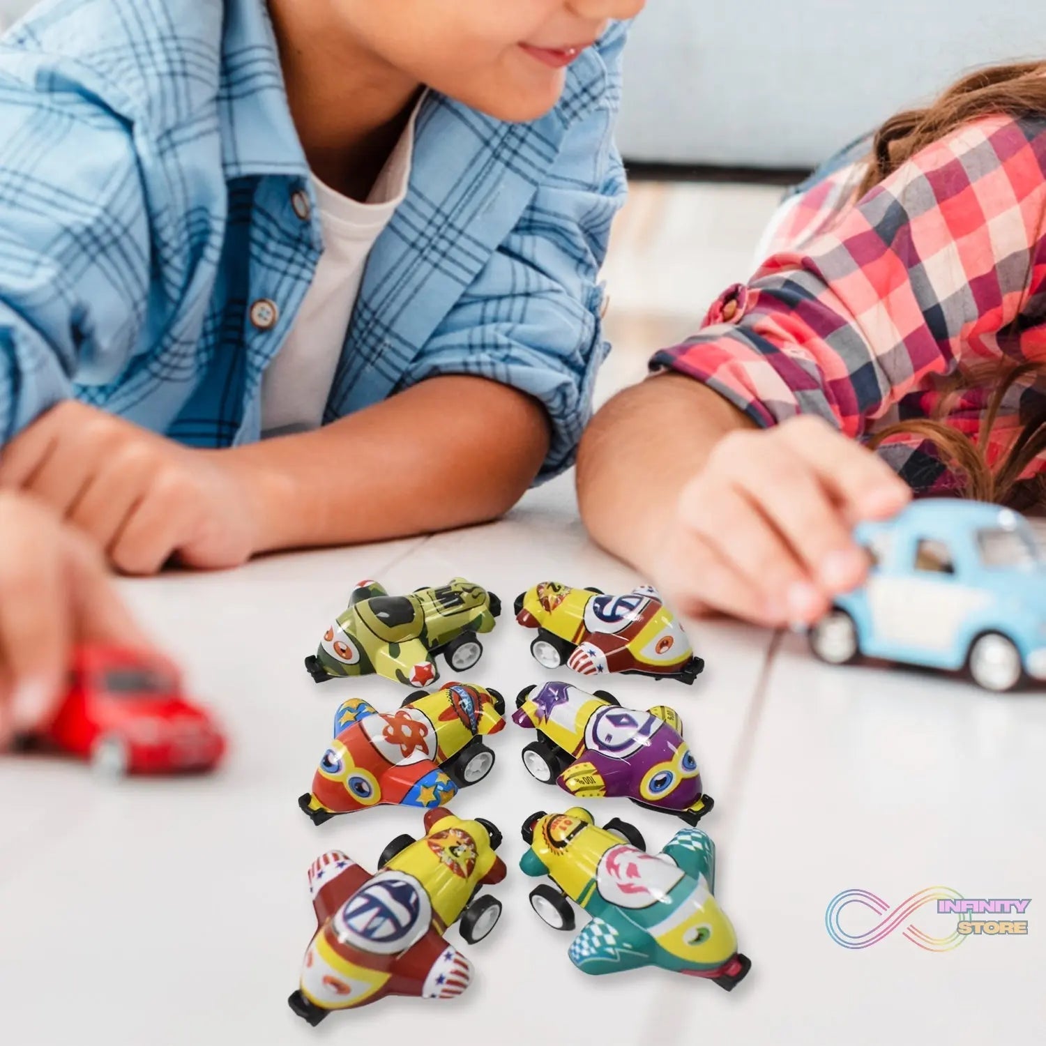 Mini Pull Back Car & Aeroplane PVC Plastic Pull Back Car Cartoon Toys (12 Pcs Set) - infinityexculsivestore.com