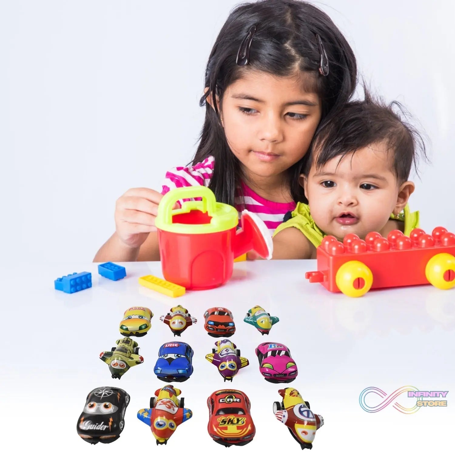 Mini Pull Back Car & Aeroplane PVC Plastic Pull Back Car Cartoon Toys (12 Pcs Set) - infinityexculsivestore.com