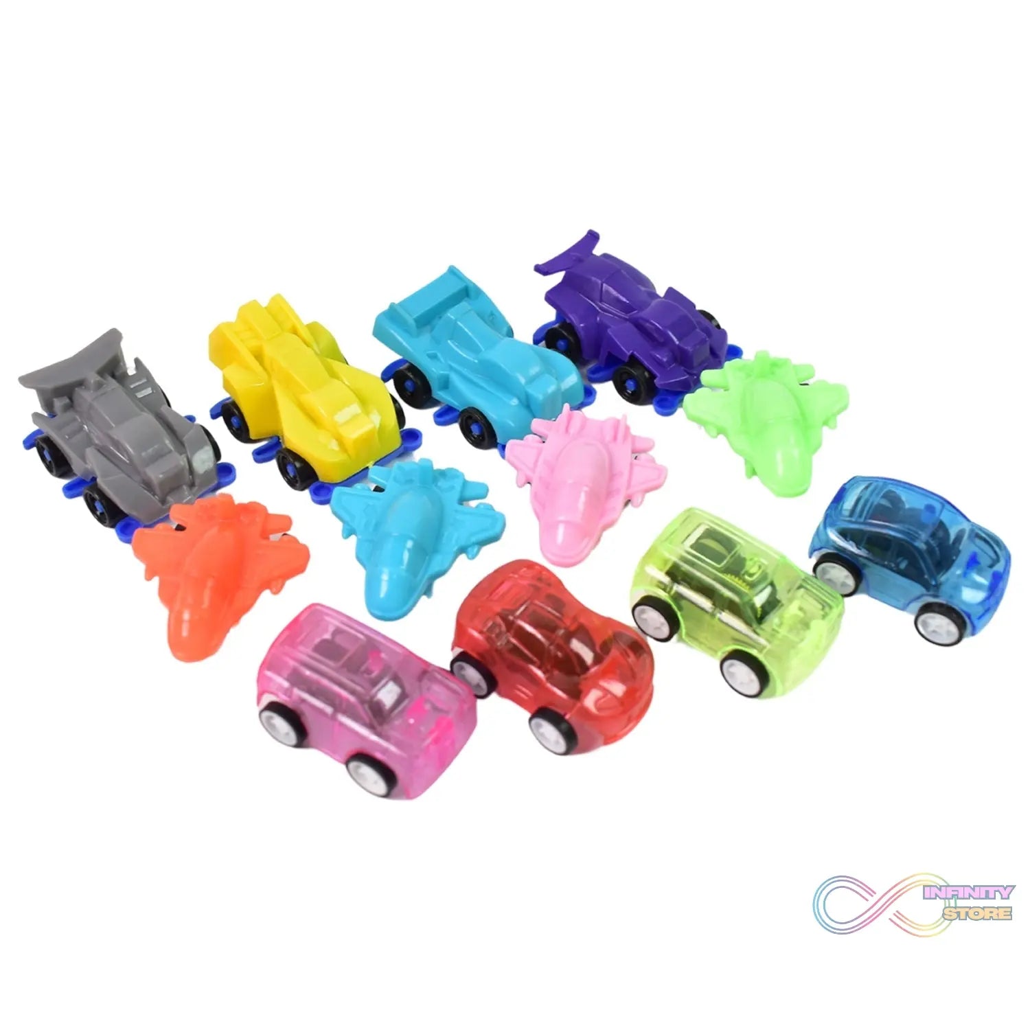 Mini Pull Back Car & Aeroplane Plastic Pull Back Car Cartoon Toys (12 Pcs Set) - infinityexculsivestore.com