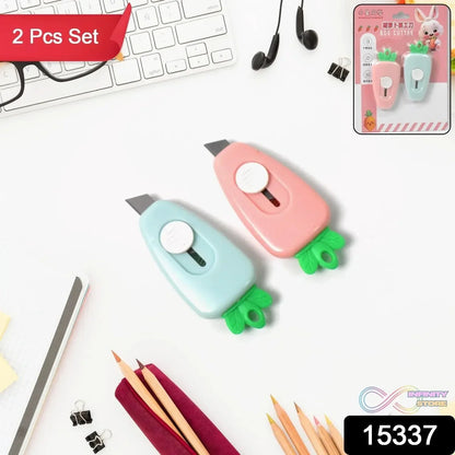 Mini Retractable Utility Knife Cute Style Box Cutter Back to School Supplies Portable Utility Pocket Knife (2 Pc) - infinityexculsivestore.com