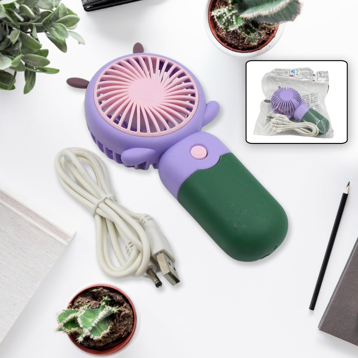 Mini USB Handheld Fan, Portable and lightweight Mini Fan for Home, Office, Travel and Outdoor Use (1 Pc) - infinityexculsivestore.com